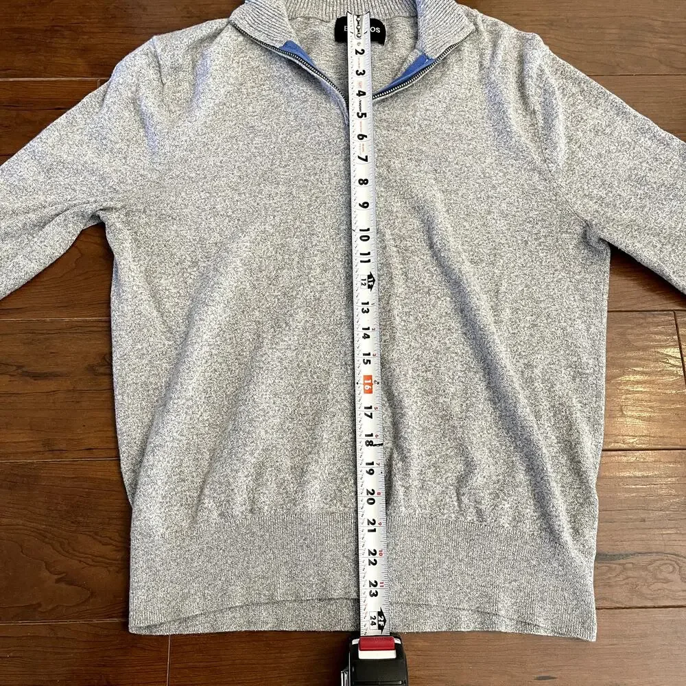 Bonobos Sweater Mens Medium Slim CASHMERE Blend 1/4 Zip Pullover Gray Classic - Picture 8 of 8